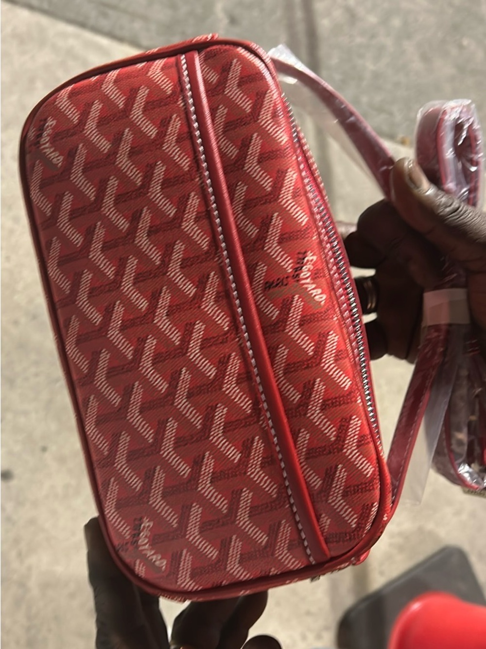Goyard Red and White Messenger Bag